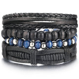 Vintage Multilayer Beads Leather Bracelet for Men