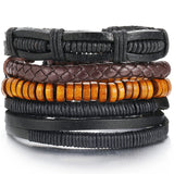 Vintage Multilayer Adjustable Leaf Leather Bracelets for Men