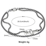 Men's Bracelet Stainless Steel Lion Charm Box Chain