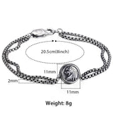 Men's Bracelet Stainless Steel Lion Charm Box Chain