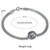Men's Bracelet Stainless Steel Lion Charm Box Chain