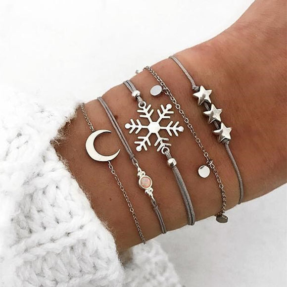 Snowflake Moon Star Bracelet for Women