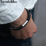 Men's Leather Bracelet Black Brown Braided Bracelet