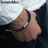 Men's Leather Bracelet Black Brown Braided Bracelet