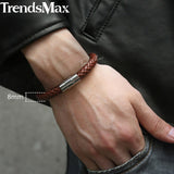 Men's Leather Bracelet Black Brown Braided Bracelet