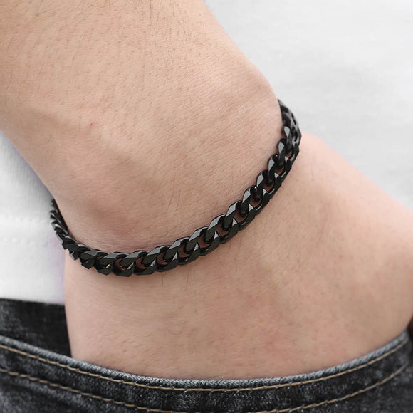 Men's Bracelet Black Stainless Steel