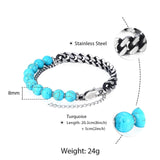 Men's Tiger Eye Stone Beaded Bracelet Gunmetal Stainless Steel
