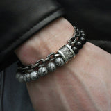 Men's Beaded Bracelet Stainless Steel