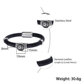 Men's Genuine Leather Bracelet Stainless Steel